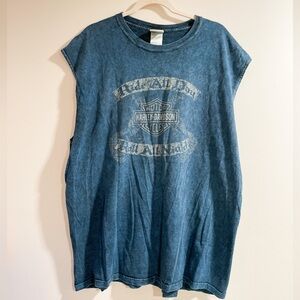 Harley Davidson Blue Wash Muscle Tank Size 2XL